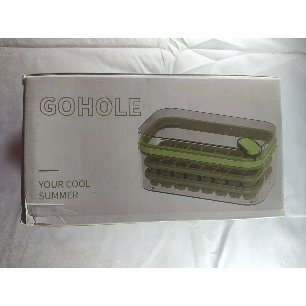 Ice Cube Tray Set with Lid and Bin, 2 Pack of Ice Cube Trays with 64 Ice Cube Mo